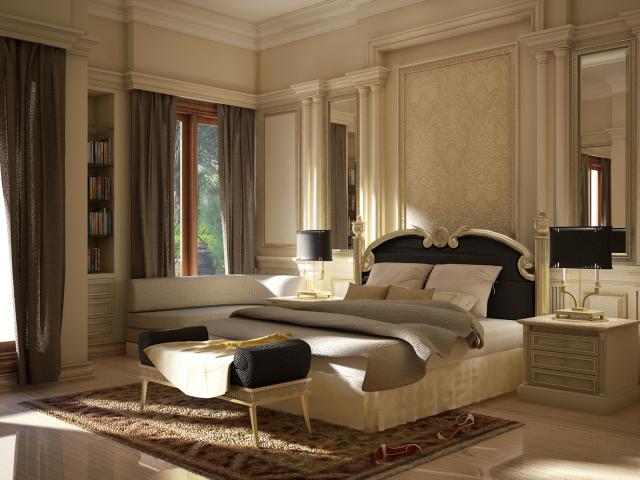 Уютный и элегантный интерьер спальни в классическом стиле