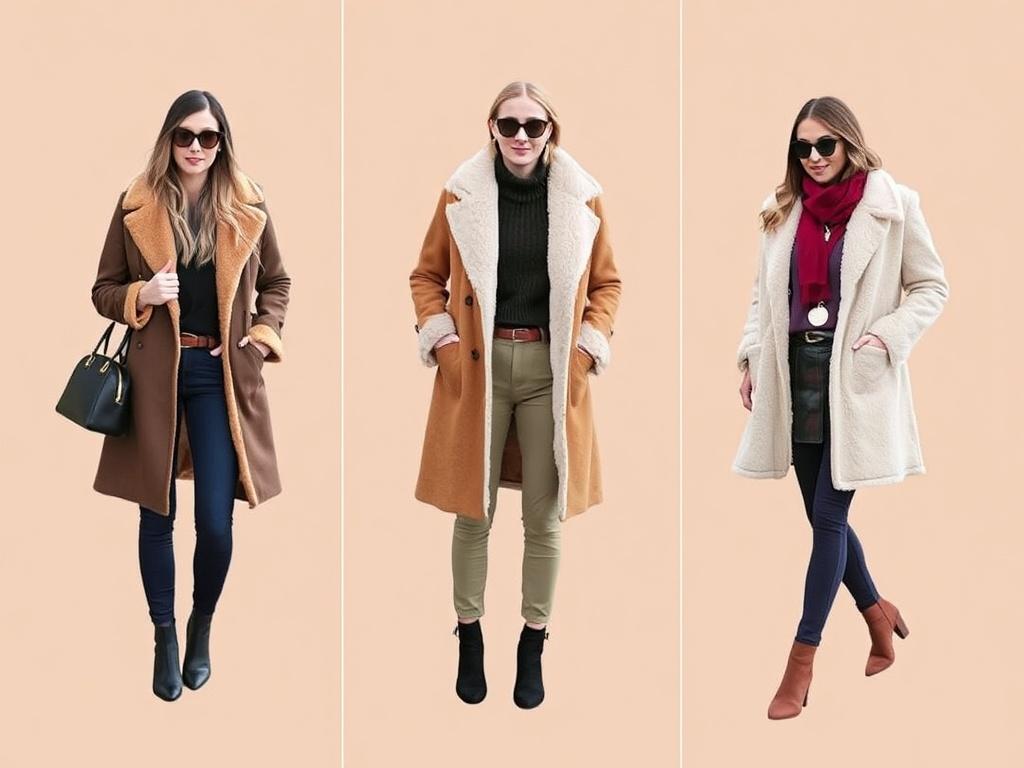 Winter wardrobe: how to pair a shearling coat with different stylesфото