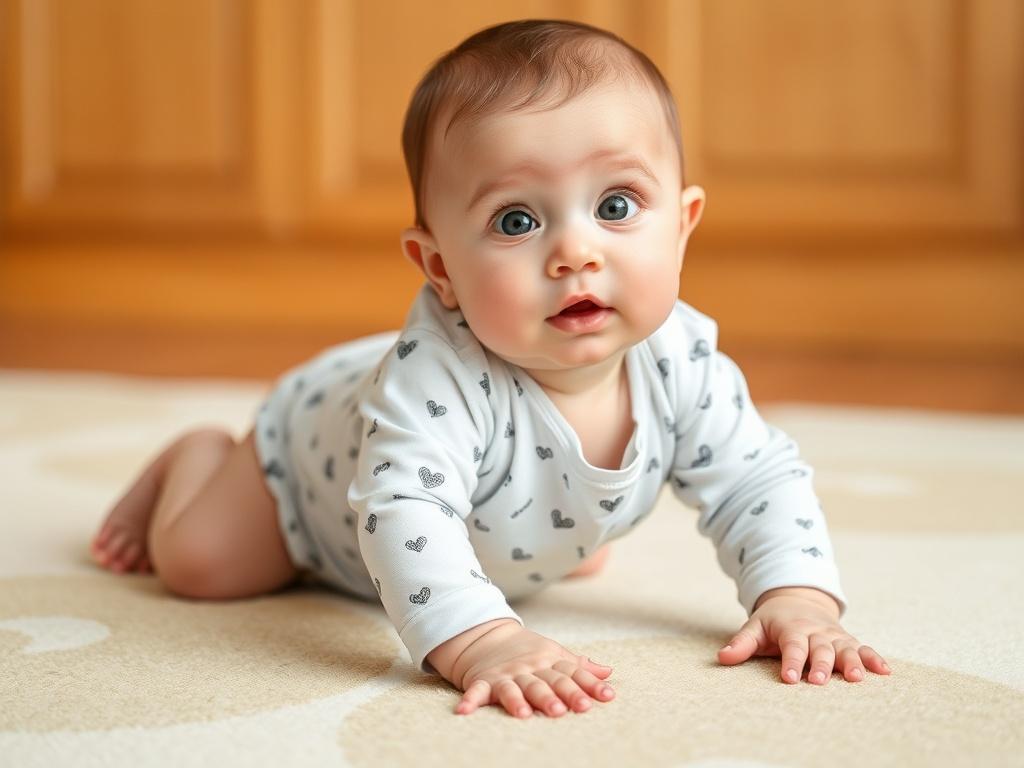 An 8-month-old baby does not crawl. An 8-month-old baby does not crawl.фото